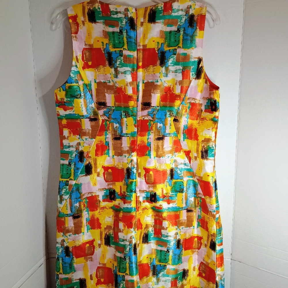 TAHARI by ASL Brushstroke Print Women's Sateen Shift Dress, Multi-color - Picture 2 of 3